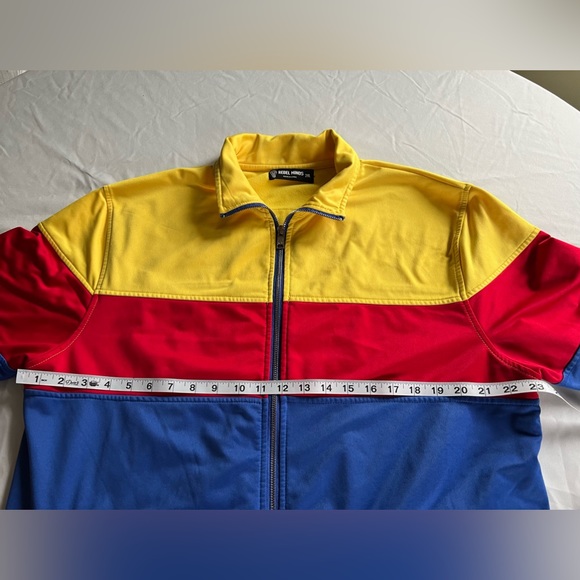 Rebel Minds Men’s Color-block Blue Red Yellow Front Full Zip Jacket - Size 2XL - Picture 7 of 10